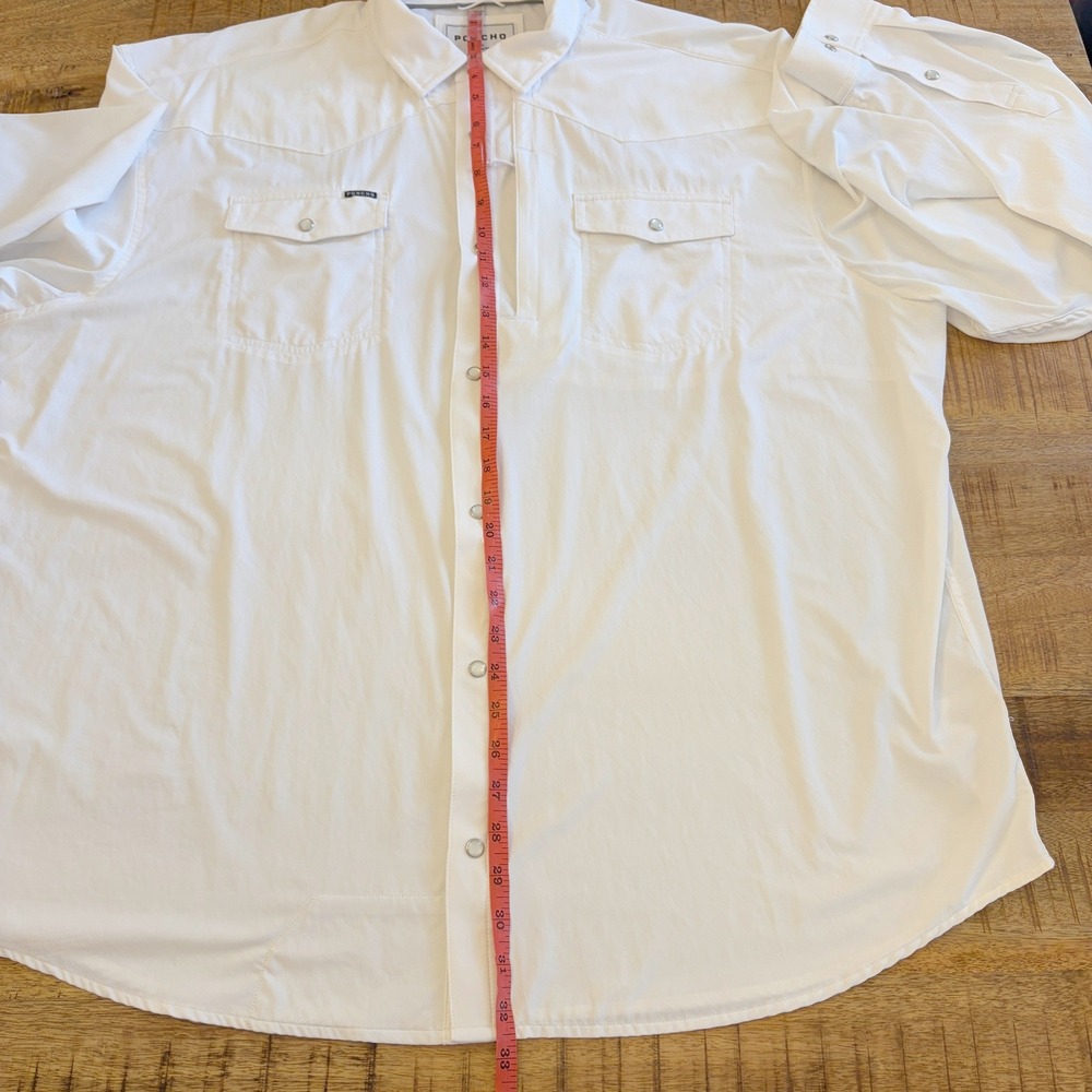 Poncho Western Pearl Snap Shirt Mens XXL Sleeve Logo Performance Long Sleeve - Picture 9 of 9